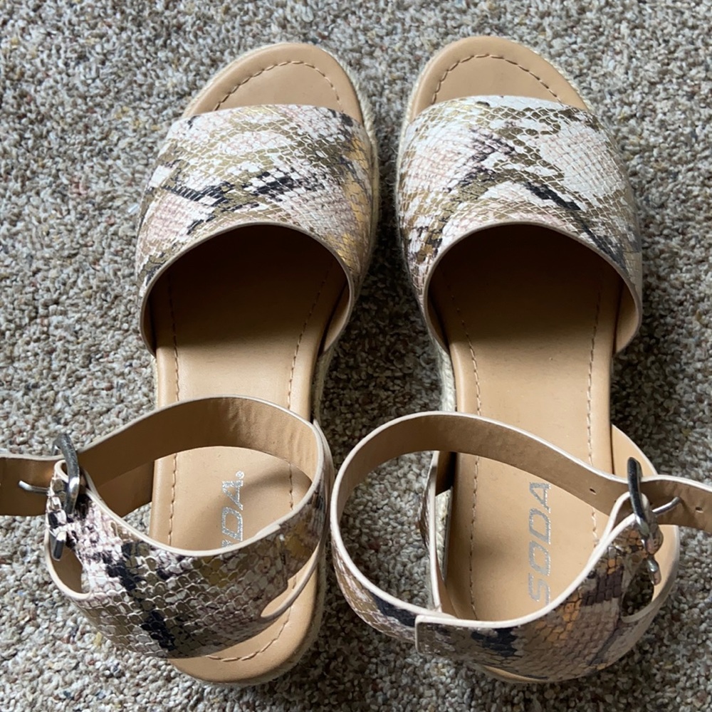 Gold snakeskin pattern platforms